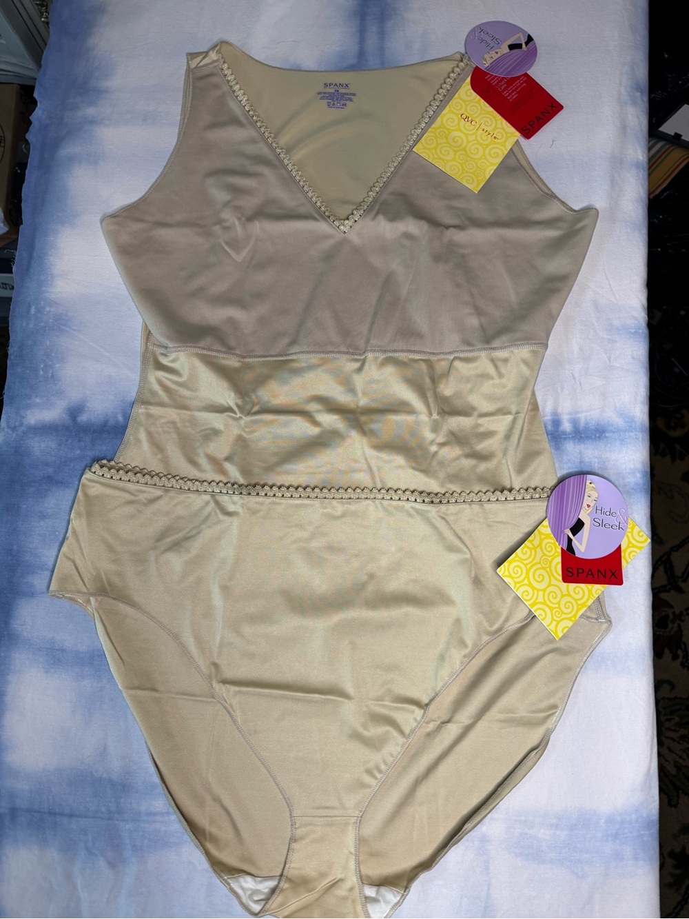 SPANX Plus 3X V-Neck Lace Cami and Matching Panties in Beige